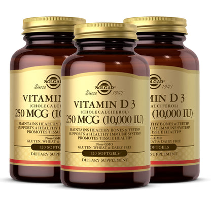 Solgar Vitamin D3 10,000 IU Softgels – 120ct 3 Pack