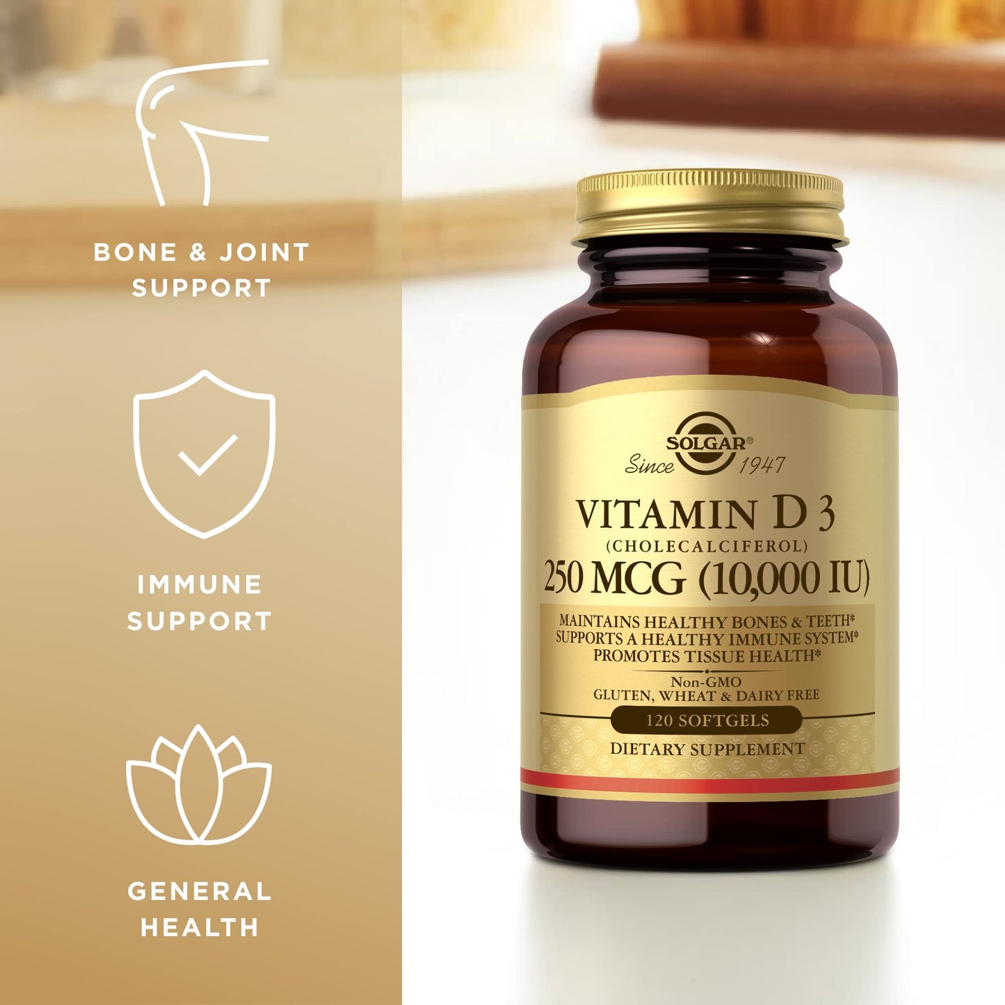 Solgar Vitamin D3 10,000 IU Softgels – 120ct 3 Pack