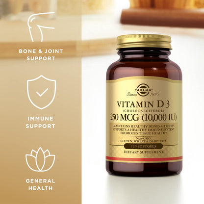 Solgar Vitamin D3 10,000 IU Softgels – 120ct 3 Pack