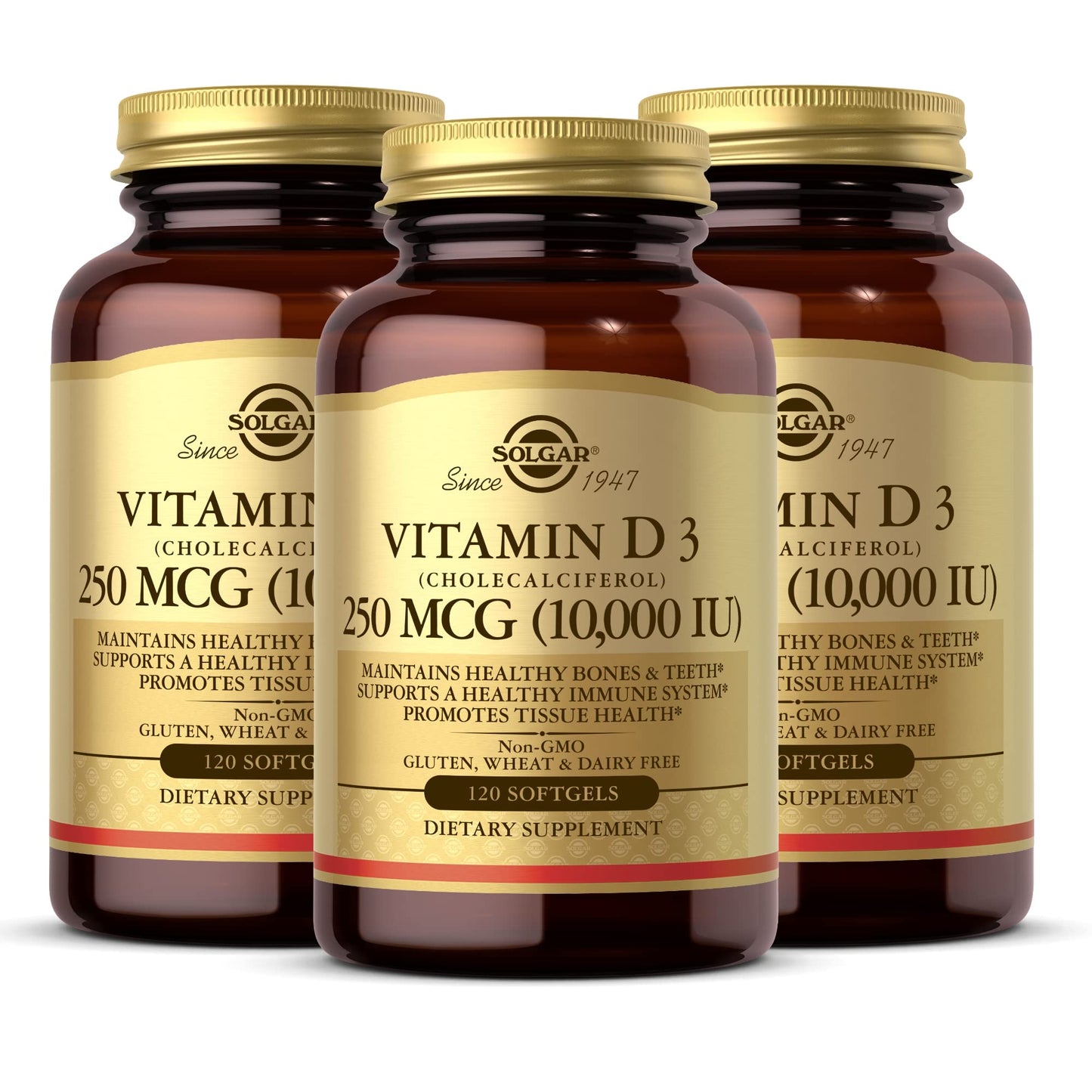 Solgar Vitamin D3 10,000 IU Softgels – 120ct 3 Pack