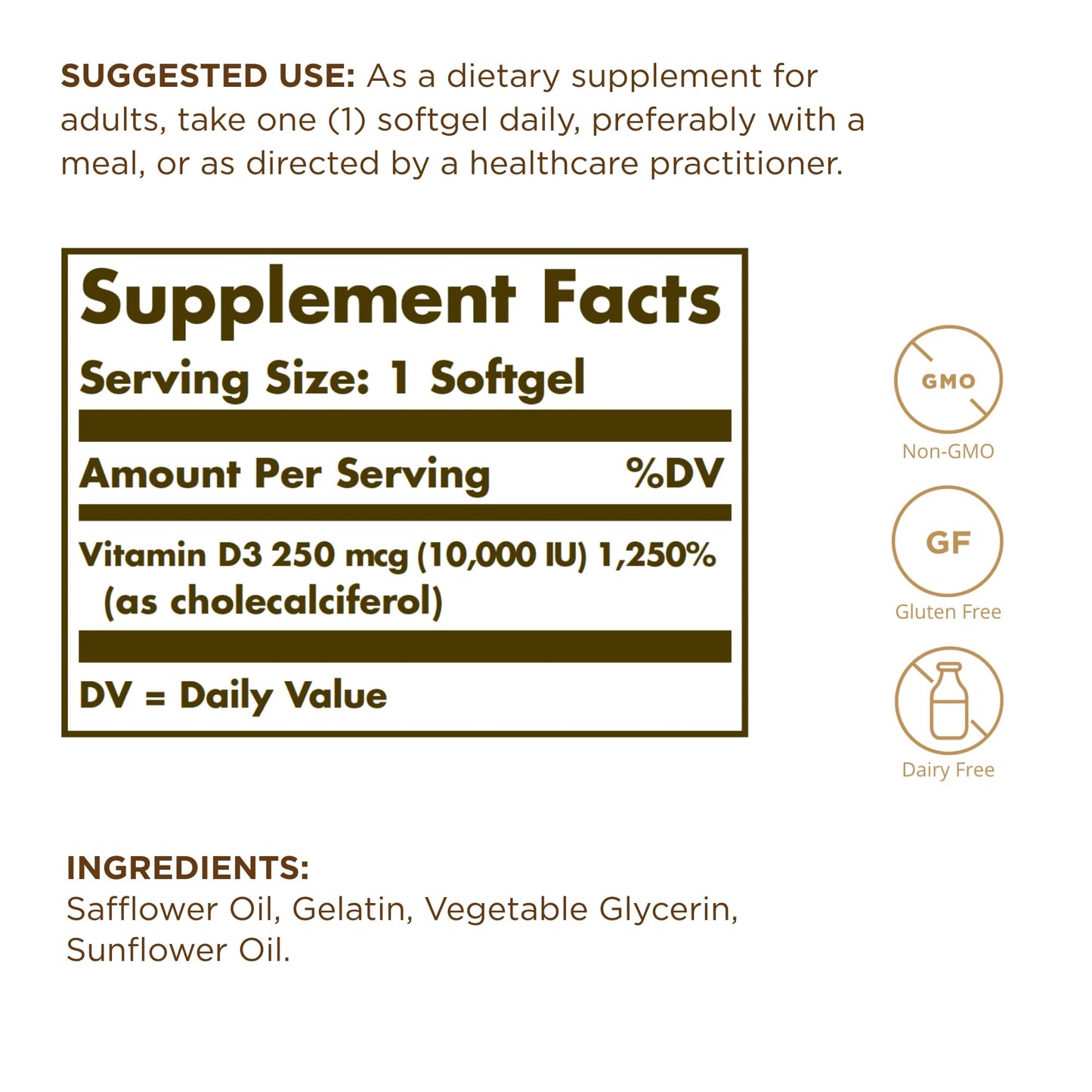 Solgar Vitamin D3 10,000 IU Softgels – 120ct 3 Pack