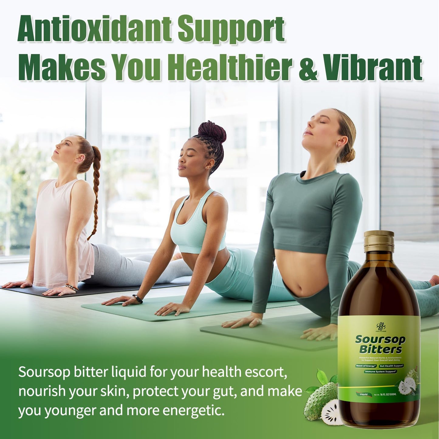 Soursop Bitters Liquid 15-Herb Blend with Moringa & Black Seed 16fl oz