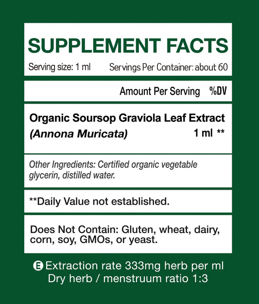 KingHealth Organic Soursop Graviola Leaf Extract Drops — 2oz