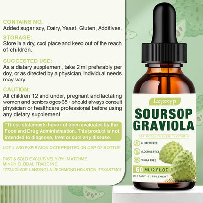Soursop Graviola Drops 3000mg — Immune, Antioxidant & Sleep Support, 2 Pack