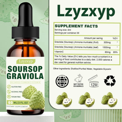 Soursop Graviola Drops 3000mg — Immune, Antioxidant & Sleep Support, 2 Pack