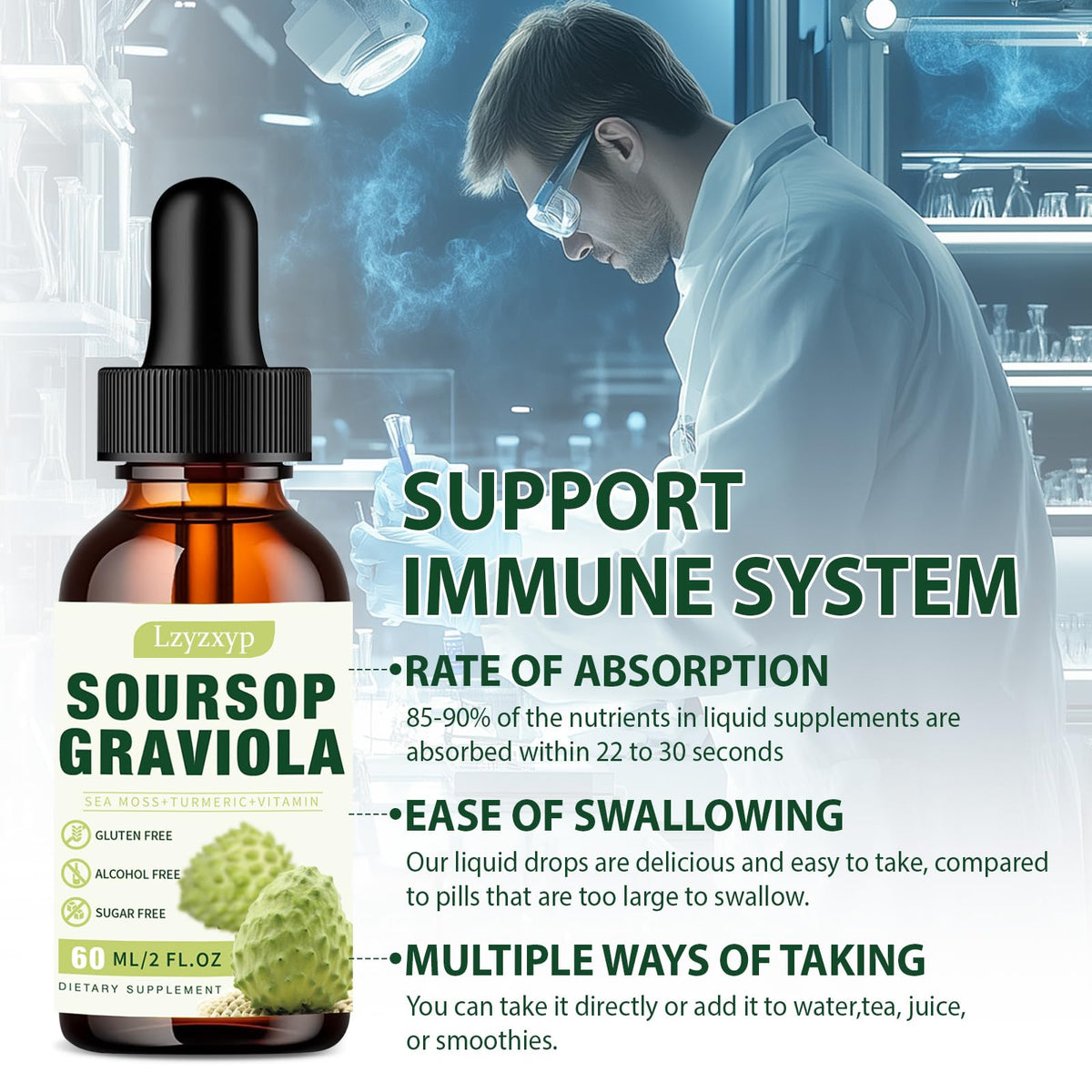 Soursop Graviola Drops 3000mg — Immune, Antioxidant & Sleep Support, 2 Pack - Calm Era