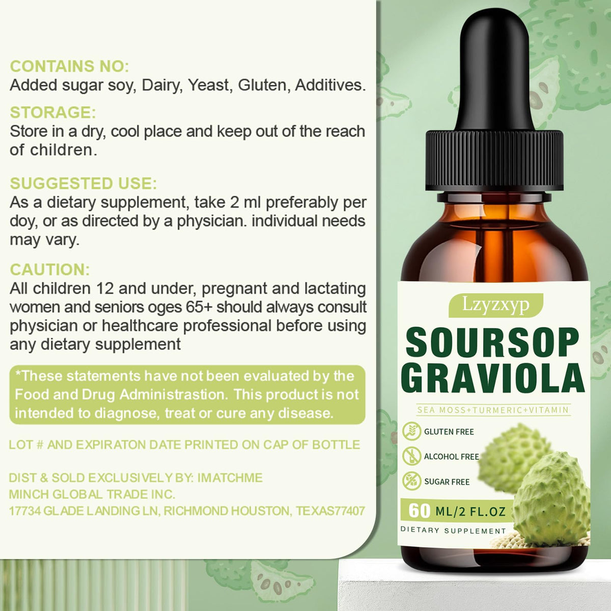 Soursop Graviola Drops 3000mg — Immune, Antioxidant & Sleep Support, 2 Pack - Calm Era