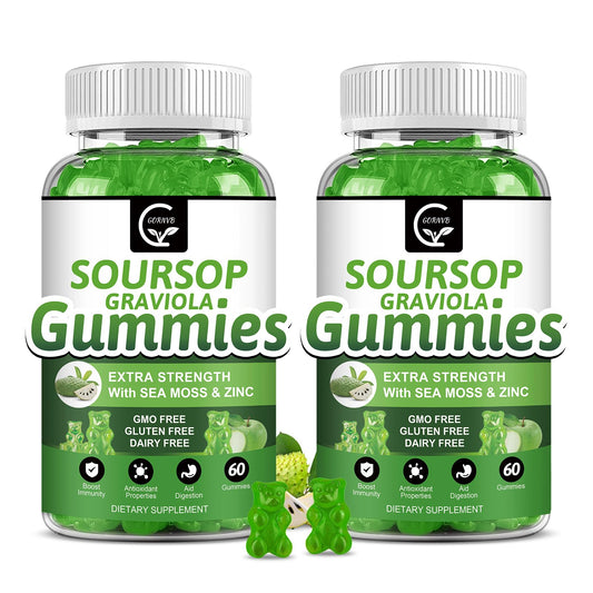 Soursop Graviola Gummies 2200mg — Sea Moss, Vitamin C & Zinc, 2 Pack - Calm Era