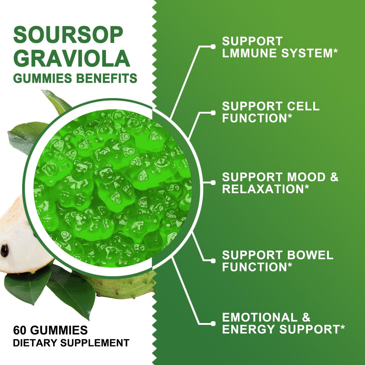 Soursop Graviola Gummies 2200mg — Sea Moss, Vitamin C & Zinc, 2 Pack - Calm Era