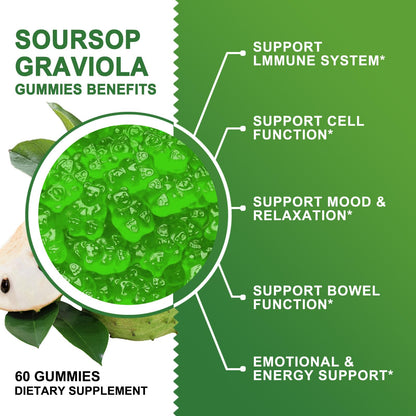 Soursop Graviola Gummies 2200mg — Sea Moss, Vitamin C & Zinc, 2 Pack - Calm Era