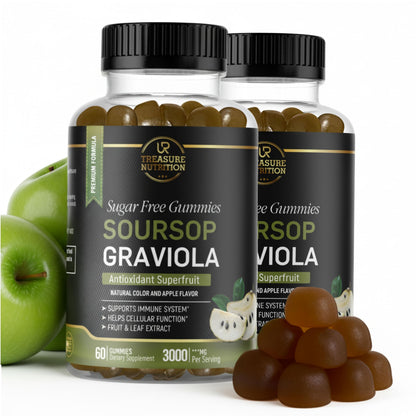Soursop Graviola Gummies 3000mg — 2 Pack, 120 Count, Sugar-Free - Calm Era
