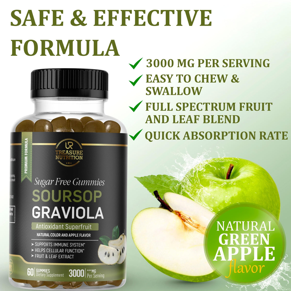 Soursop Graviola Gummies 3000mg with Vitamin C — 60 Count - Calm Era