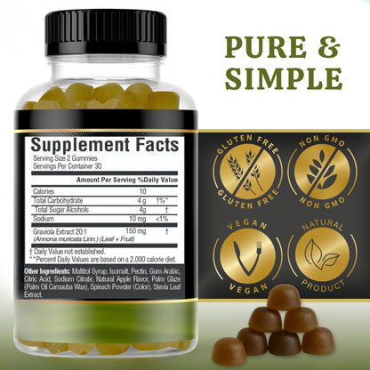 Soursop Graviola Gummies 3000mg with Vitamin C — 60 Count - Calm Era