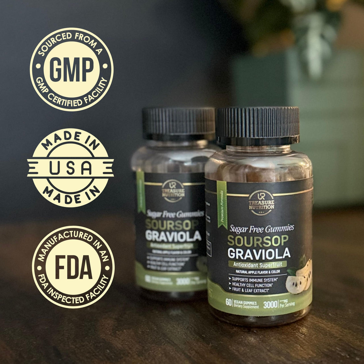 Soursop Graviola Gummies 3000mg with Vitamin C — 60 Count - Calm Era