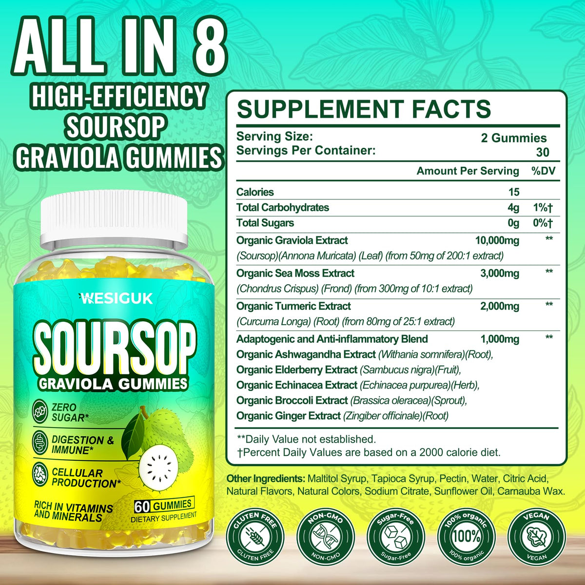 Soursop Graviola Gummies Max Strength — Sea Moss & Turmeric - Calm Era