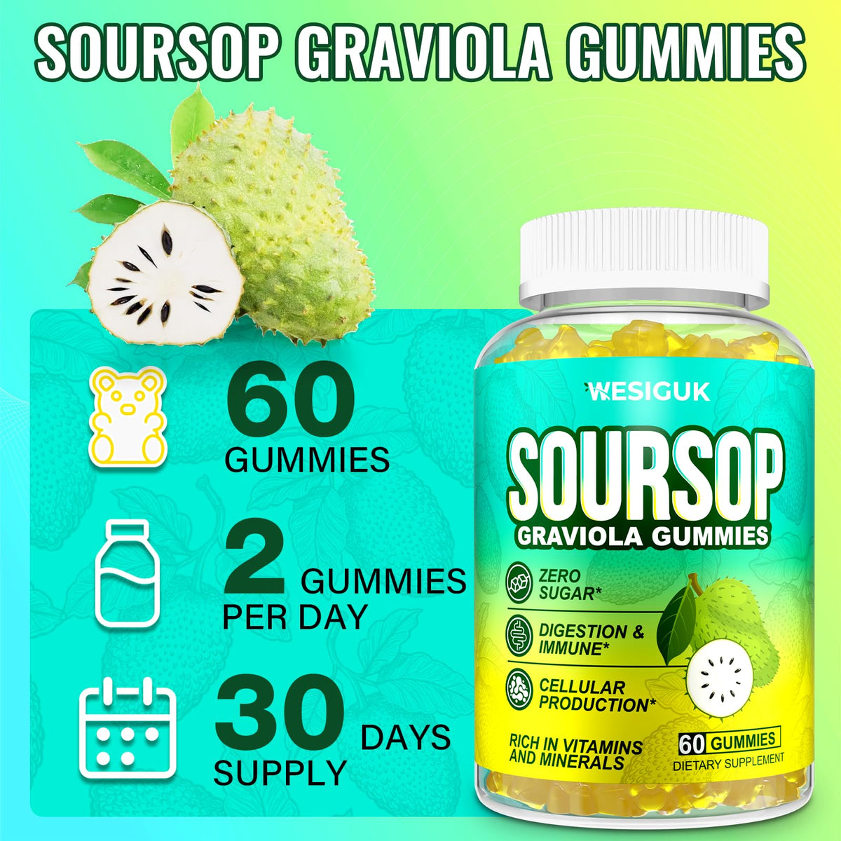 Soursop Graviola Gummies Max Strength — Sea Moss & Turmeric - Calm Era