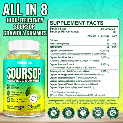 Soursop Graviola Gummies Max Strength — Sea Moss & Turmeric