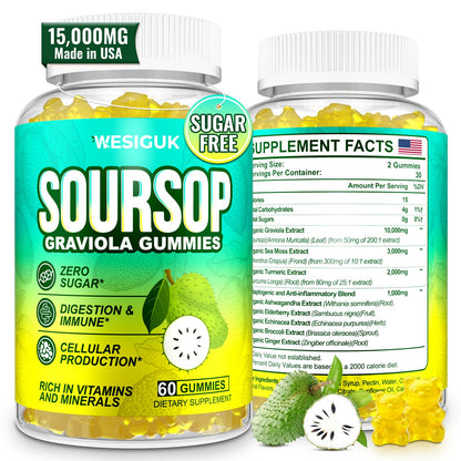 Soursop Graviola Gummies Max Strength — Sea Moss & Turmeric