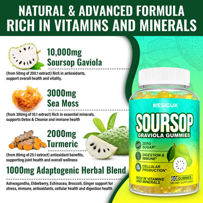 Soursop Graviola Gummies Max Strength — Sea Moss & Turmeric