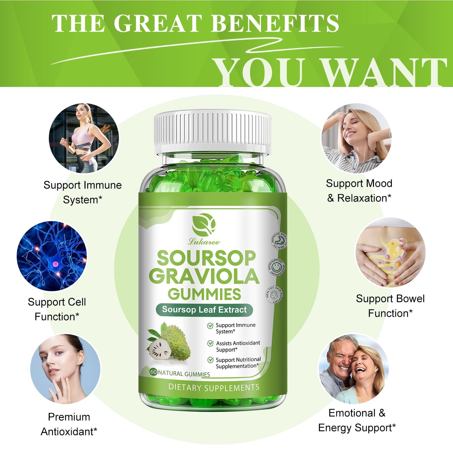Soursop Graviola Gummies with Vitamin C & Zinc — 2 Pack, 120 Count