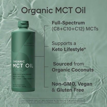 Sports Research Keto MCT Oil from Organic Coconuts – C8, C10, C12 – Unflavored (128 oz)