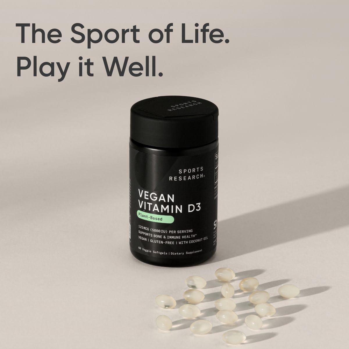 Sports Research Vegan Vitamin D3 5000 IU — 60 Softgels