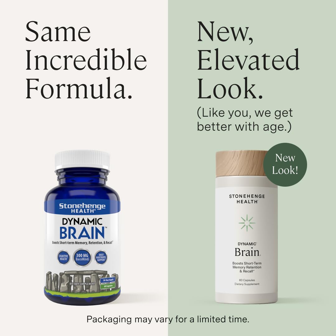 Stonehenge Health Dynamic Brain Supplement with BacoMind – Memory, Retention & Recall (40 Nootropics) - Calm Era