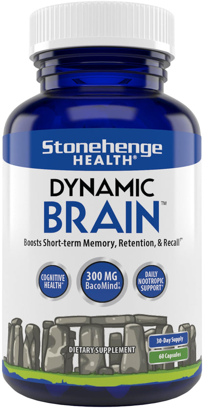 Stonehenge Health Dynamic Brain Supplement with BacoMind – Memory, Retention & Recall (40 Nootropics) - Calm Era