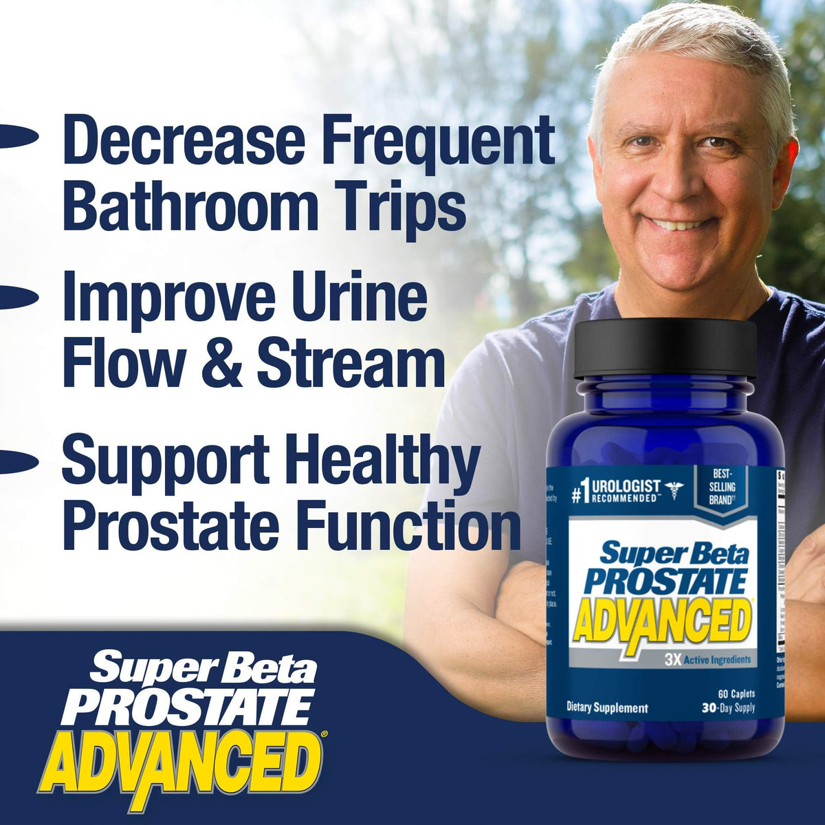 SUPER BETA PROSTATE Advanced – Beta Sitosterol Prostate Support (3-Pack, 180 Caplets) - Calm Era