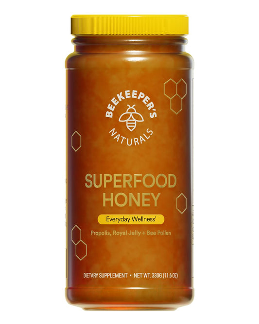 Beekeeper's Naturals Superfood Honey – Bee Pollen, Royal Jelly & Propolis 11.6oz