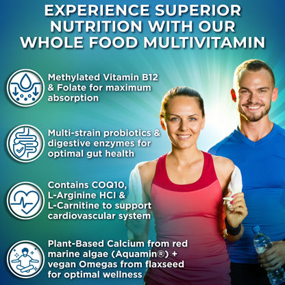 SUPPLEMENTS STUDIO Vegan Methylated Multivitamin for Men & Women – Whole Food, Iron-Free, Non-GMO (180 Count) - Calm Era