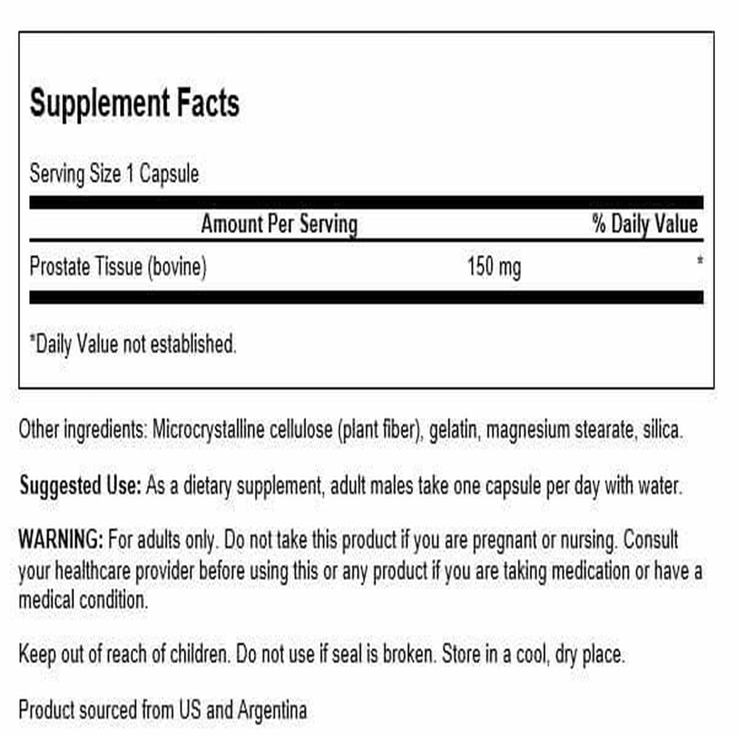 Swanson Raw Prostate Glandular 150mg — 60 Capsules