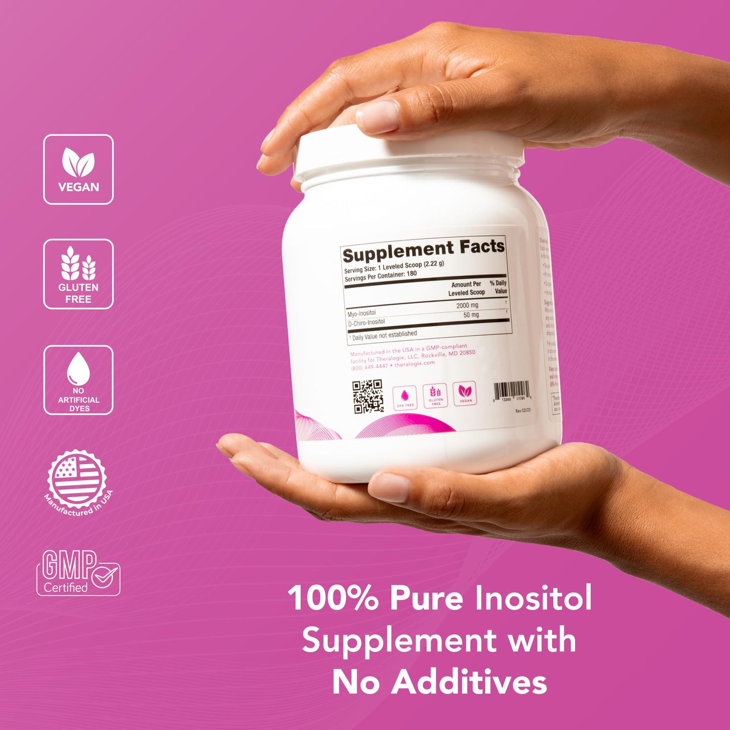 Theralogix Ovasitol Inositol Powder – 400 g (180 Servings) | Myo-Inositol & D-Chiro Inositol for Hormone Balance & Ovarian Function, NSF Certified