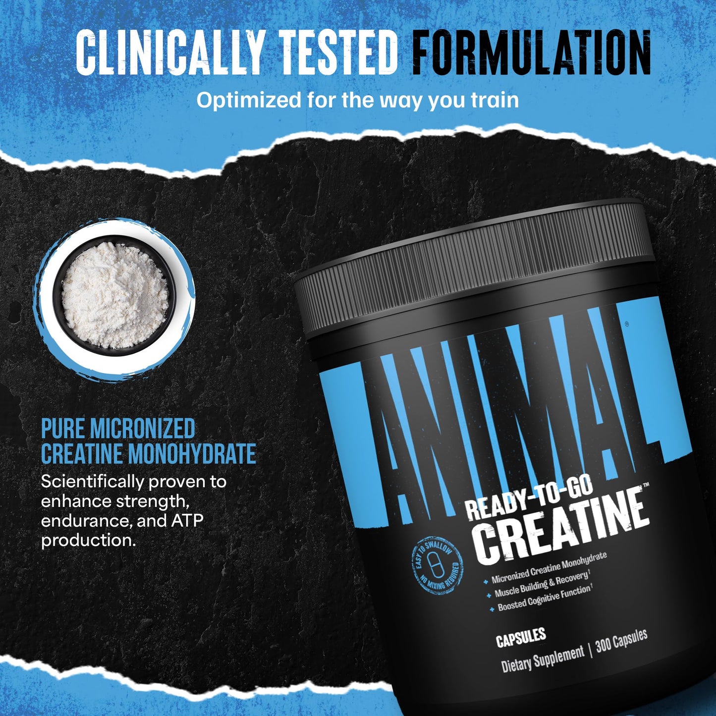 Animal Micronized Creatine Monohydrate Capsules | 300 Caps