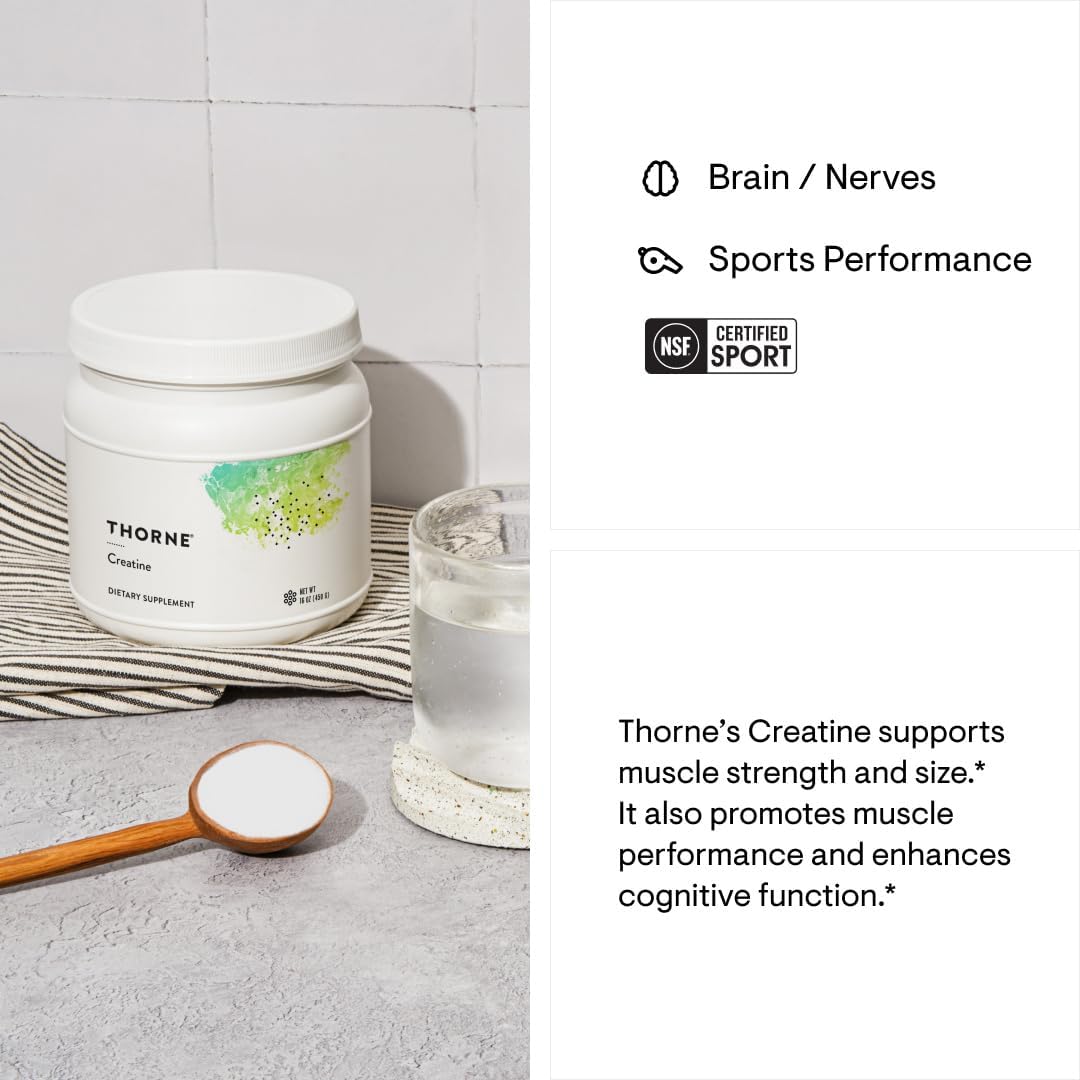 THORNE Creatine - Micronized Creatine Monohydrate Powder for Muscle & Focus | NSF Certified for Sport | Unflavored | 5 g per Serving | 90 Servings - Calm Era