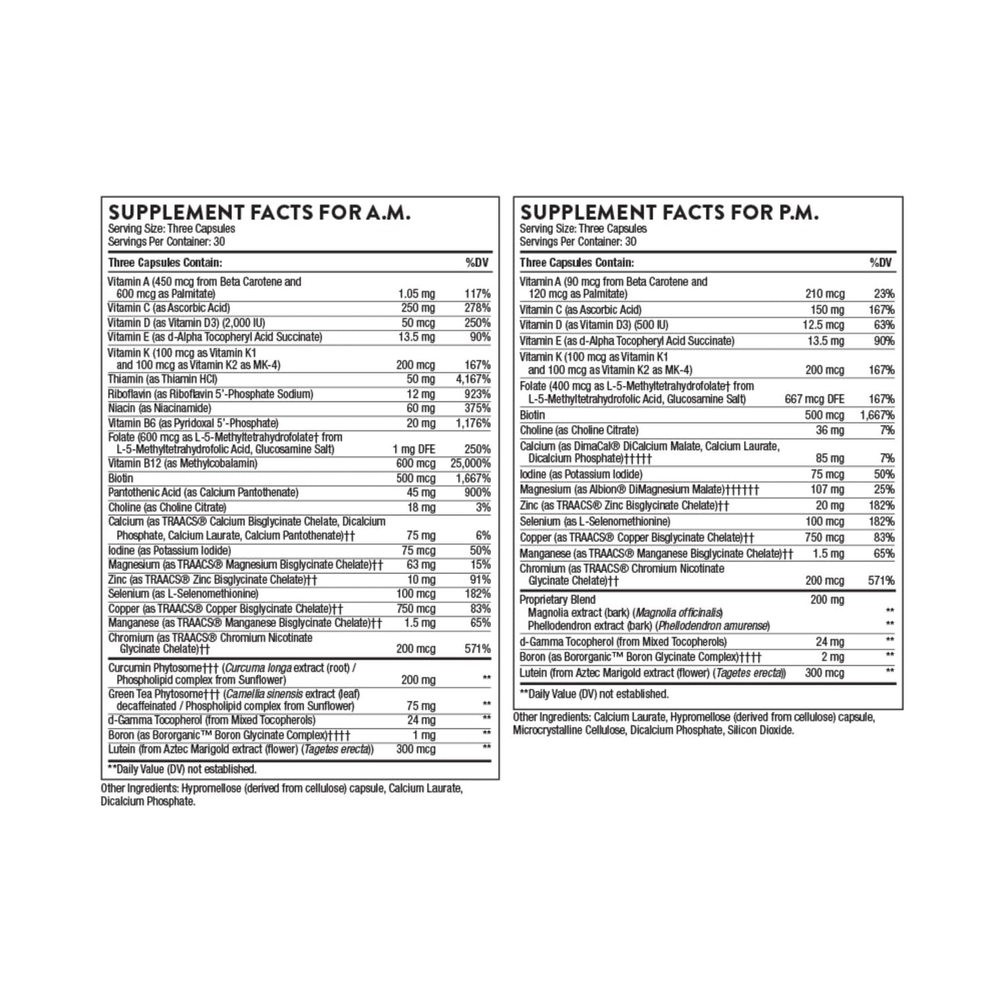 Thorne Multi-Vitamin Elite AM & PM – 180 Capsules