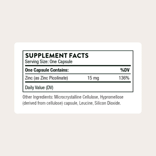 THORNE Zinc Picolinate 15mg – Immune, Skin, Eye & Reproductive Health