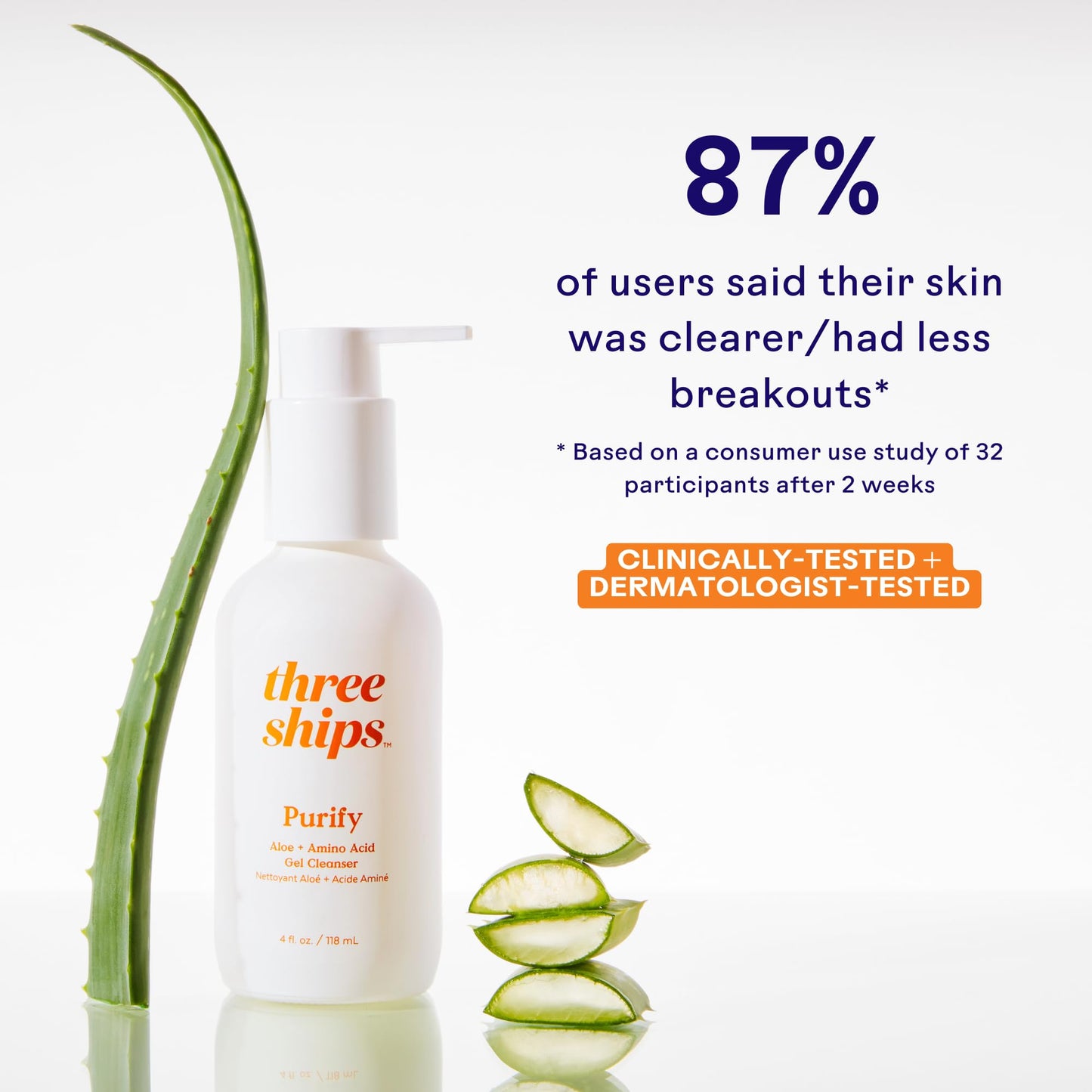 Three Ships Purify Aloe + Amino Acid Gel Cleanser