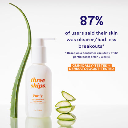 Three Ships Purify Aloe + Amino Acid Gel Cleanser