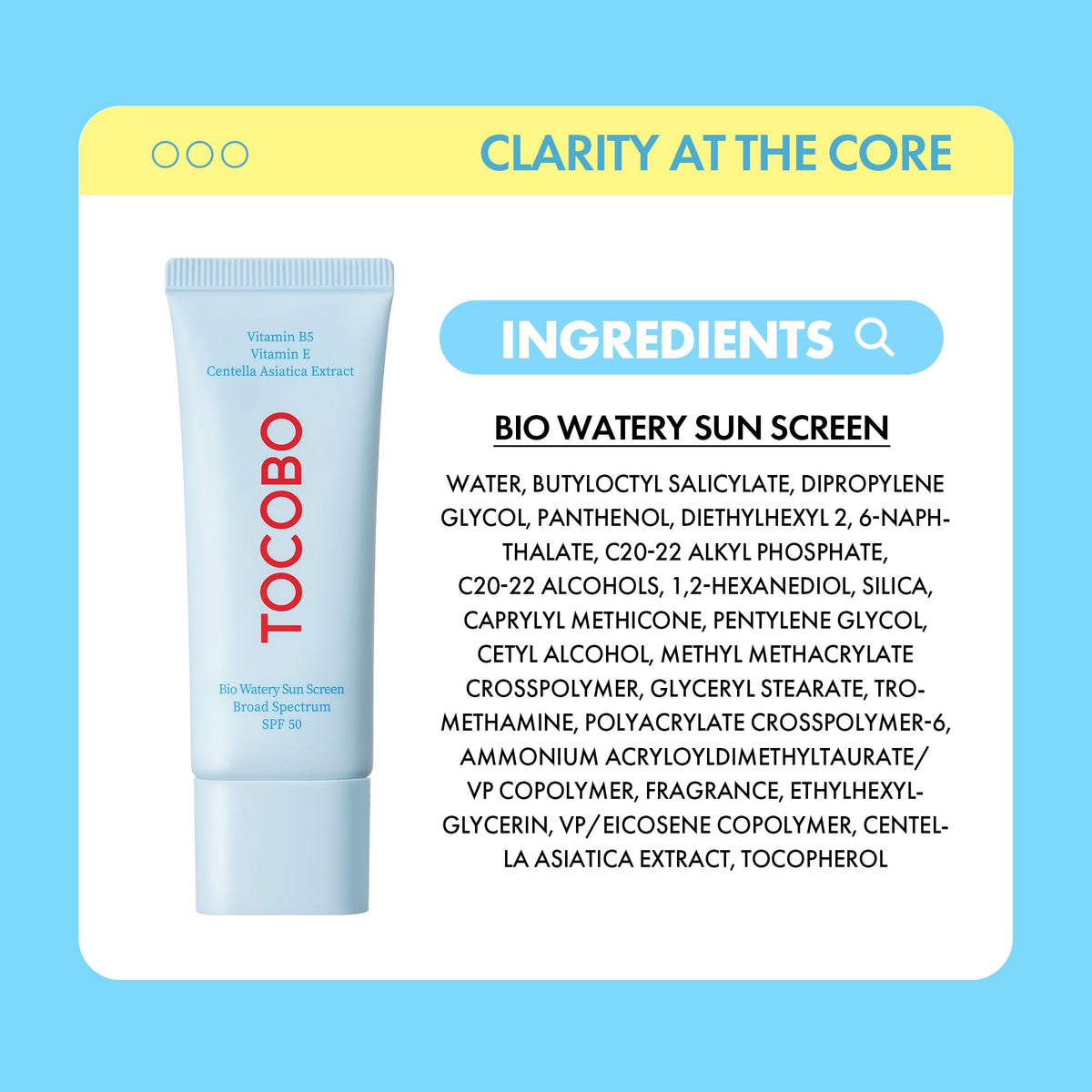 TOCOBO Bio Watery Sunscreen SPF 50 — Serum-Like Formula - Calm Era