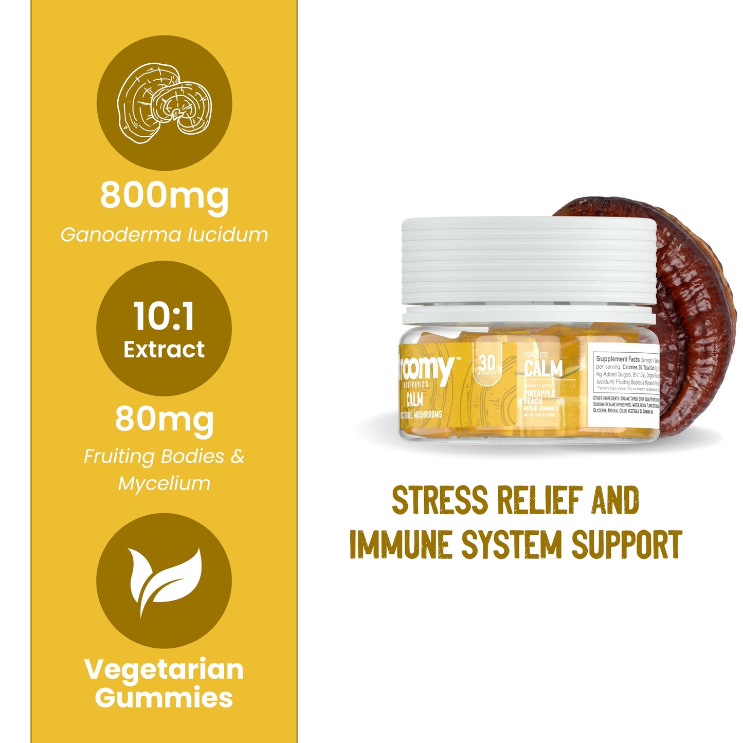 Troomy Reishi Calm Gummies — Pineapple Peach, 60ct