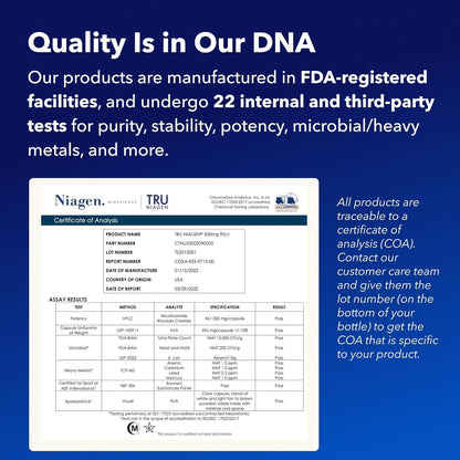 TRU NIAGEN Patented NAD+ Supplement | Nicotinamide Riboside 300mg | 30 Servings | 2 Bottles
