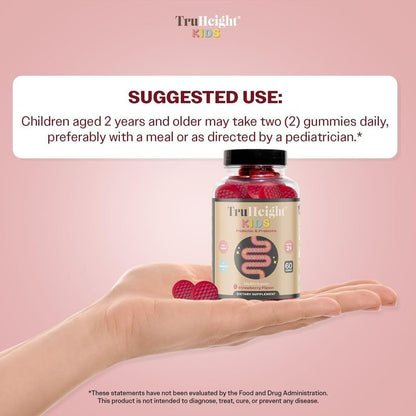 TruHeight Kids Prebiotic & Probiotic Gummies — Strawberry, Ages 2+