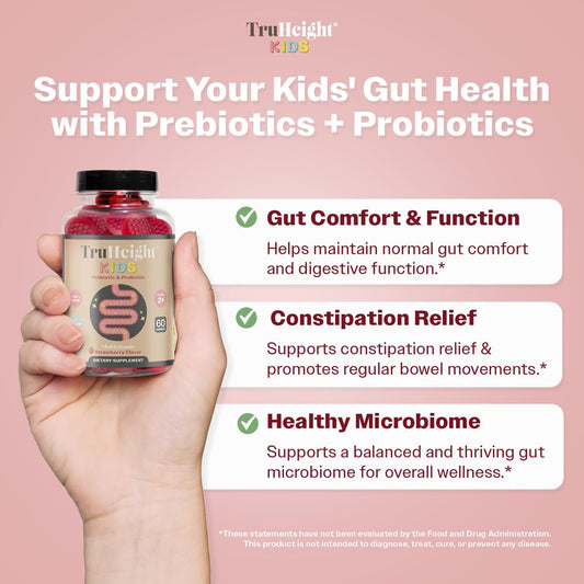 TruHeight Kids Prebiotic & Probiotic Gummies — Strawberry, Ages 2+