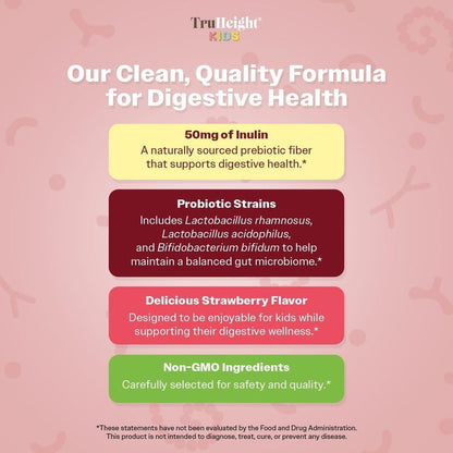 TruHeight Kids Prebiotic & Probiotic Gummies — Strawberry, Ages 2+