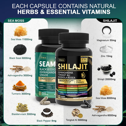 Uheco Shilajit & Sea Moss Vitality Bundle – 20000 mg Shilajit, 11000 mg Sea Moss - Calm Era