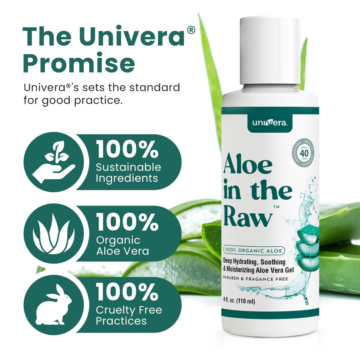 Univera Aloe in the Raw — 100% Organic Aloe Vera Gel, 4oz - Calm Era