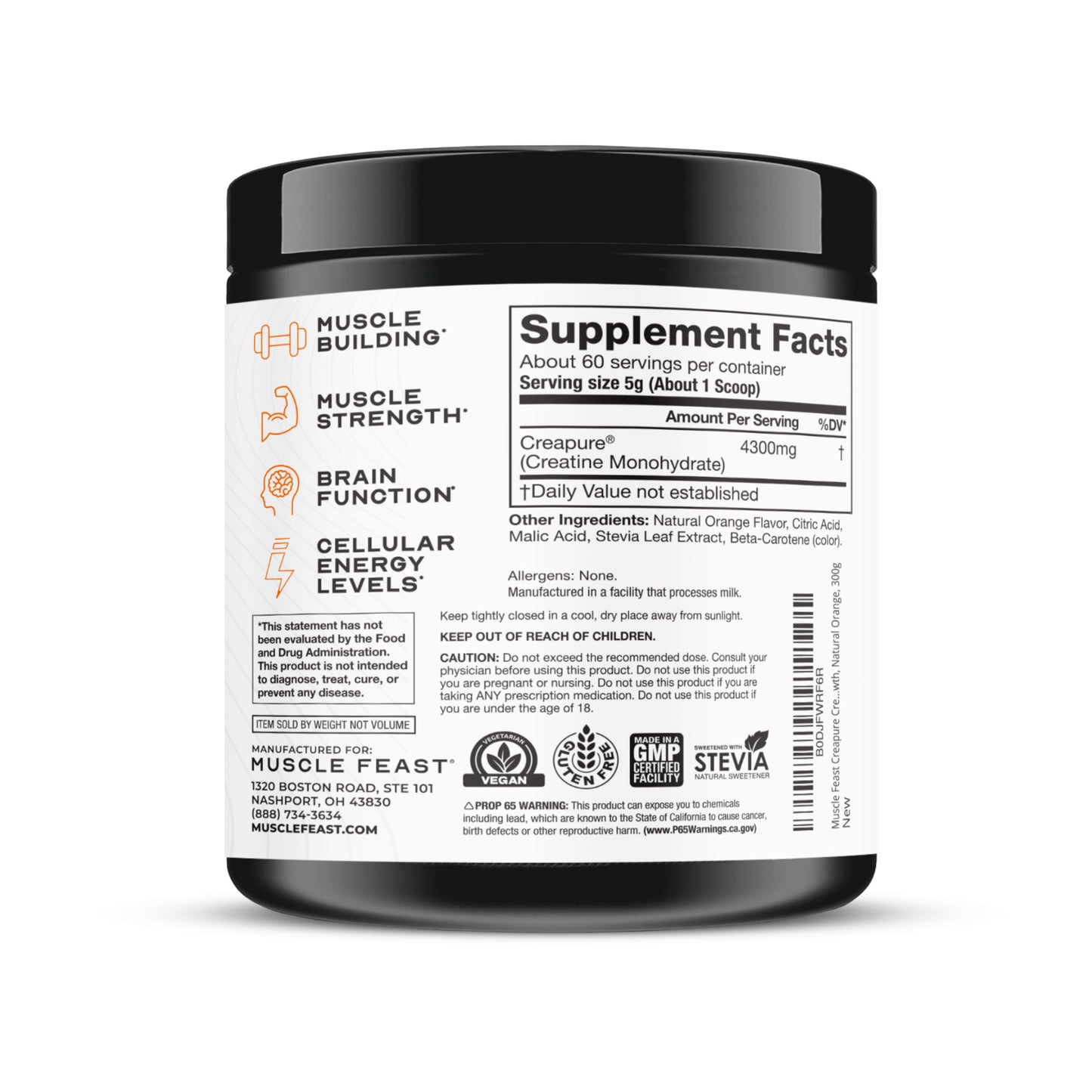 Muscle Feast Creapure Creatine – Orange 300g