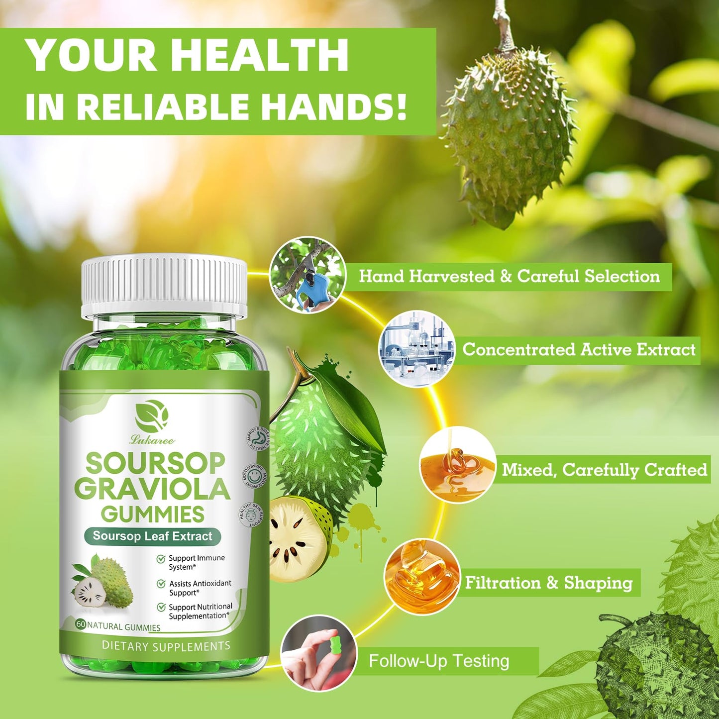 Soursop Graviola Gummies with Vitamin C & Zinc — 2 Pack, 120 Count
