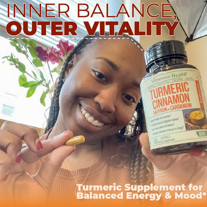Vimerson Health Saffron Supplement – Turmeric, Cinnamon & Cardamom | 2-Pack